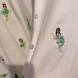 Hula girl white sweater set Size L but looks to be a medium
